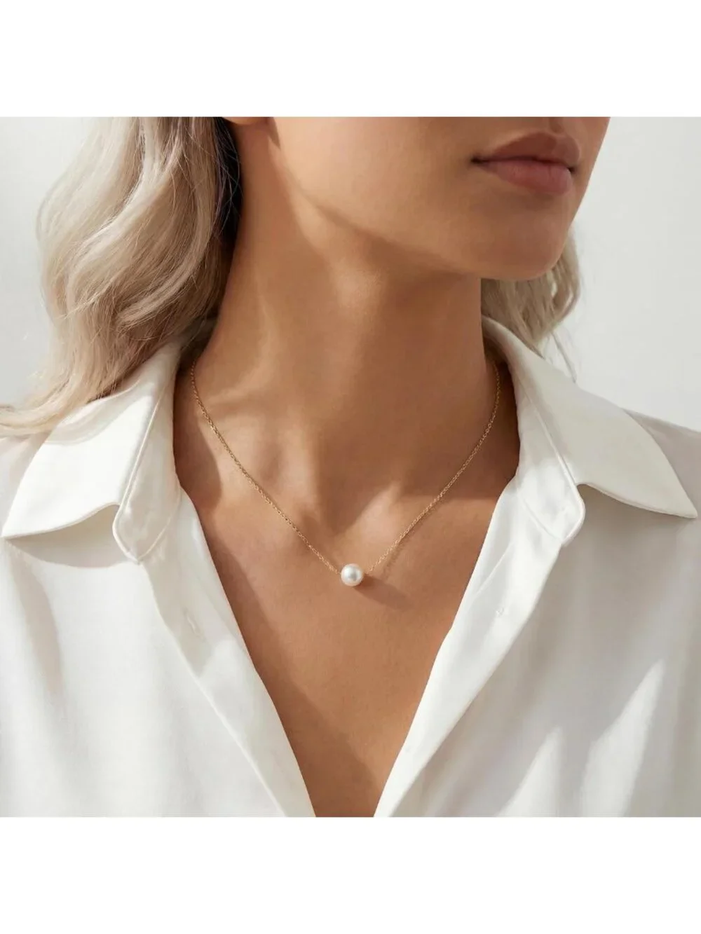 Dainty Freshwater Pearl Necklace, 18K Gold Plated Pendant Jewelry Gift for Women